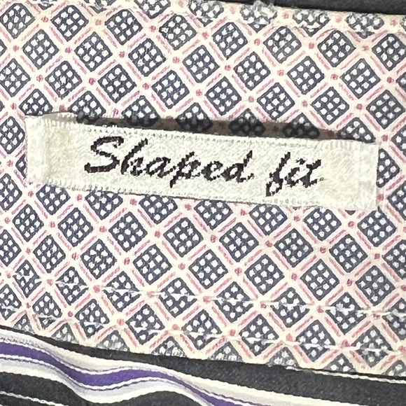 Bugatchi Uomo Mens Shaped Fit Button Down Shirt Black Purple Striped Long Sleeve - Picture 9 of 16